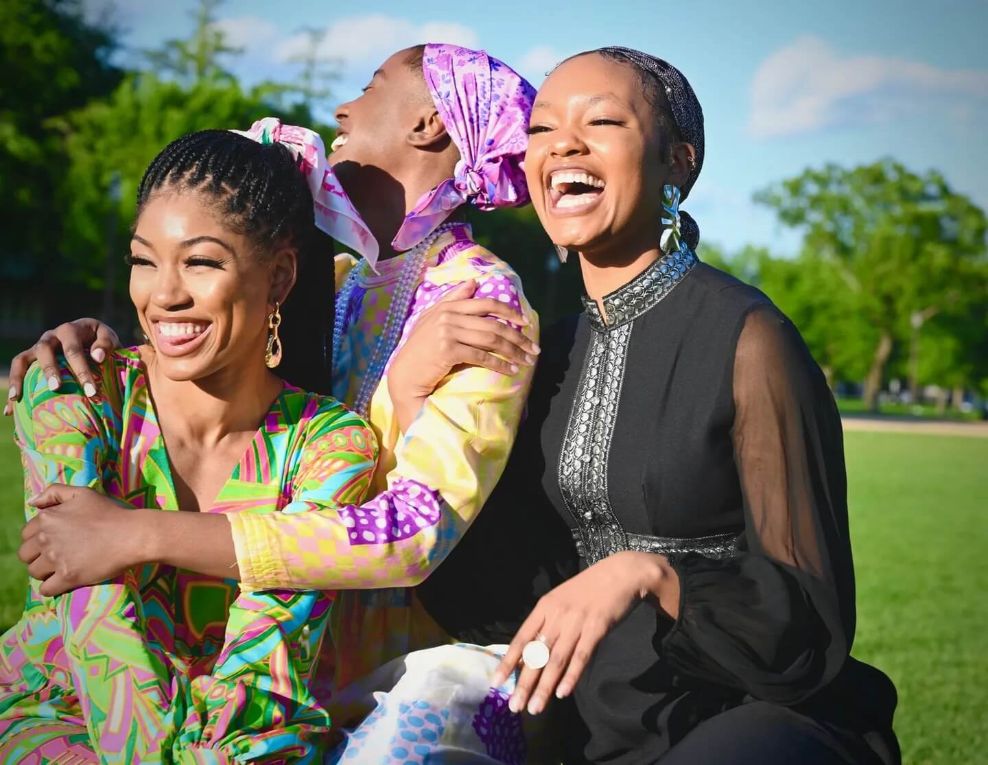 Group of cheerful friends are laughing